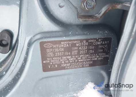 2005 Hyundai Sonata Gl z USA, uszkodzony, nr VIN KMHWF25SX5A153884